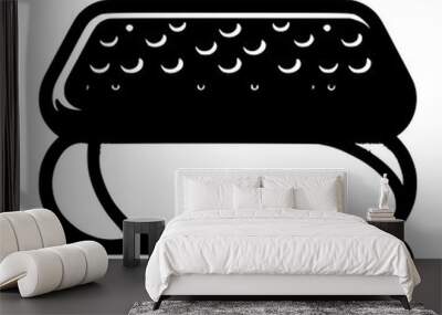 Ice cream sandwich between two chocolate chip cookies in monochrome. Ice cream frozen dessert. Simple minimalistic vector in black ink drawing on transparent background Wall mural