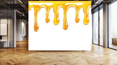 honey melting down isolated on transparent background, honey drip effect, generative ai Wall mural