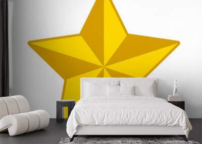 3D gold star decoration flat icon for apps and websites Wall mural