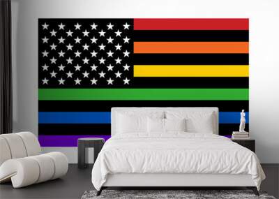 American pride rainbow flag with stars and stripes flat vector icon for LGBT apps, websites and print Wall mural