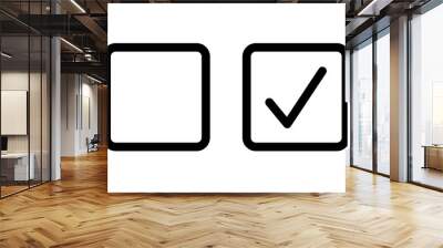 Checkbox set with blank and checked checkbox line art vector icon for apps and websites Wall mural