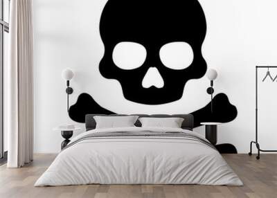 Crossbones and skull death flat vector icon for apps and games Wall mural