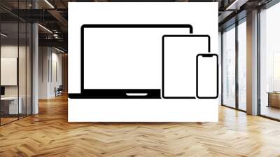 Electronic devices with laptop, tablet and mobile phone flat vector icon for apps and websites Wall mural