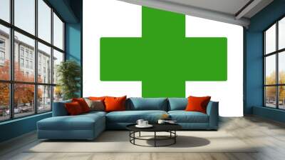 European green cross pharmacy store sign flat icon for apps and websites Wall mural