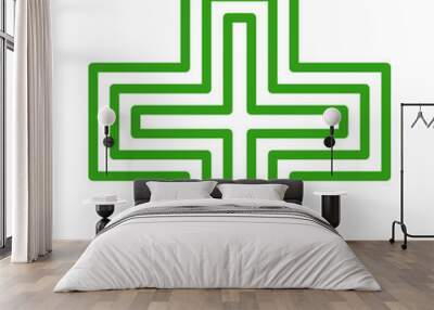 European green cross pharmacy store sign line art icon for apps and websites Wall mural