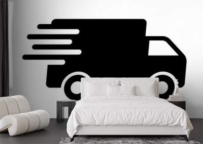 Fast shipping delivery truck flat icon for apps and websites Wall mural