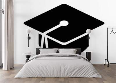 Graduation hat cap flat icon for apps and websites Wall mural