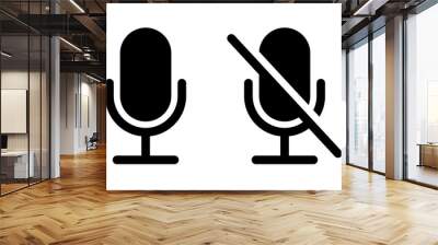 Mute and unmute audio microphone flat vector icons for video apps and websites Wall mural