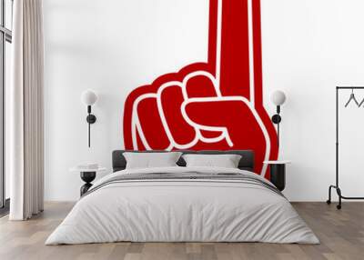 Number 1 (one) fan hand glove with finger raised flat vector icon Wall mural