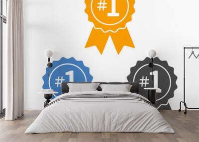 Number #1 winner ribbon award badge Wall mural