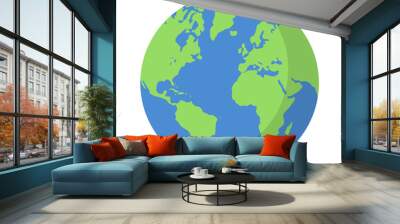 Planet earth or world globe with oceans and water flat vector color icon for apps and websites Wall mural