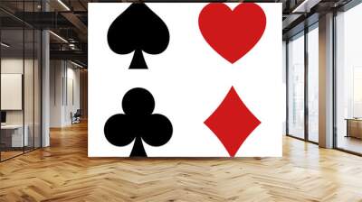 Playing card spade, heart, club, diamond suit flat icon for apps and websites Wall mural