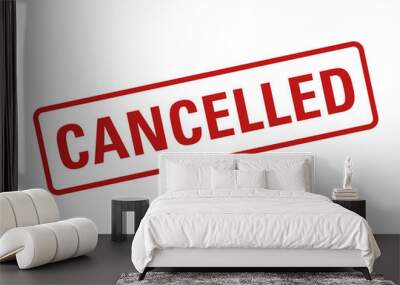 Red cancelled stamp label flat vector icon for apps and websites Wall mural