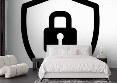 Security shield or virus shield lock line art icon for apps and websites Wall mural