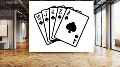 Spade royal straight flush poker hand flat vector icon for casino apps and websites  Wall mural