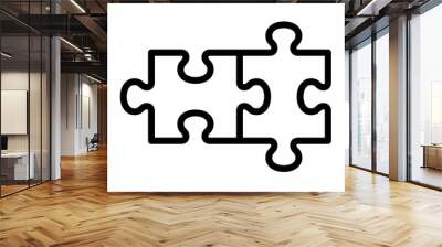 Two pieces of jigsaw puzzle or autism puzzle piece symbol line art vector icon for apps and websites Wall mural