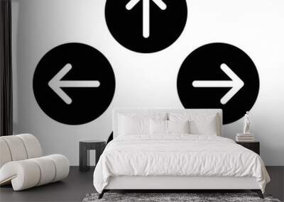 Up down left right  or north east south west round arrows flat icon for apps and websites Wall mural