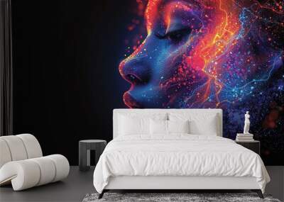 Abstract swirls of color representing the harmonious collaboration between human and artificial intelligence Wall mural