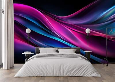 An abstract background illuminated with glowing, multicolored gradients softly blending into one another against a dark backdrop. Wall mural