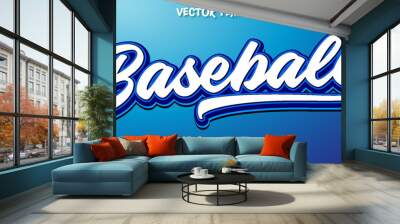 baseball editable text style effect Wall mural