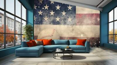 baseball themed background wallpaper featuring american flag Wall mural