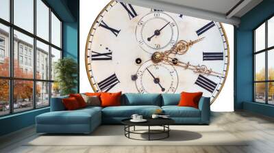 ancient ornamental clock face isolated on white Wall mural