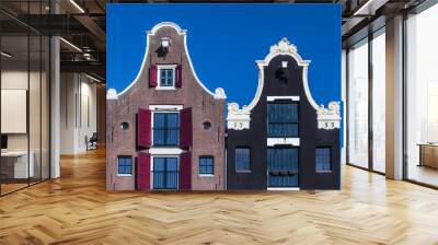 detail of two dutch canal houses in amsterdam Wall mural