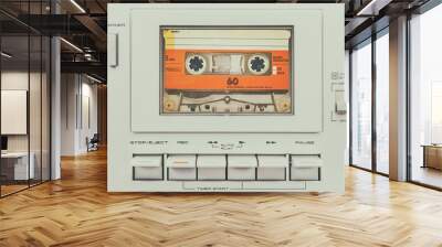 Retro styled image of a vintage audio cassette player Wall mural