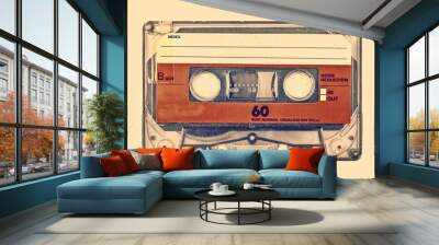 retro styled image of an old compact cassette Wall mural