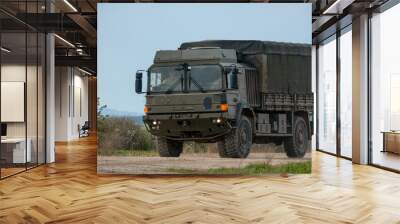 british army MAN SV 4x4 utility haulage support vehicle in action on a military exercise Wall mural