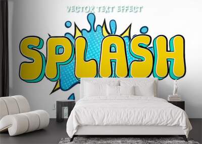 editable Modern editable splash text effect in blue. Suitable for tourism promotional banner, brochure template etc.typhography logo Wall mural