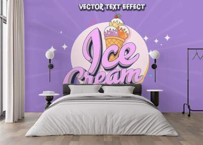 Editable text effect - Ice Cream 3d Traditional Cartoon template style premium vector Wall mural