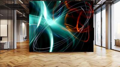 A physiogram, a light painting with geometric patterns, shapes and figures, abstract photo with moving lights Wall mural