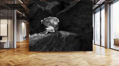 A Single Large Gem Stone on Top of a Rock with Diamonds at the Base of the Gem Wall mural