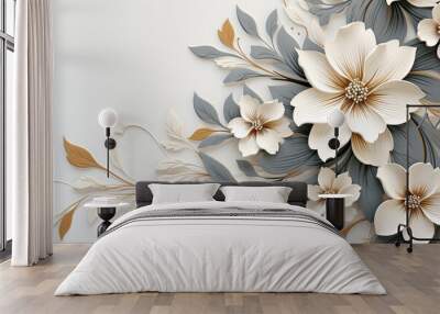 grey Floral Patterns, a Delicate and Bold Texture Background Merging Elegance with the Playful Beauty of Blossoms in Harmony Wall mural