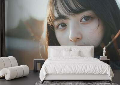 Japanese female model closeups 1 Wall mural