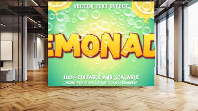 Lemonade juice text, bubble lemon editable text effect illustration banner  Wall mural