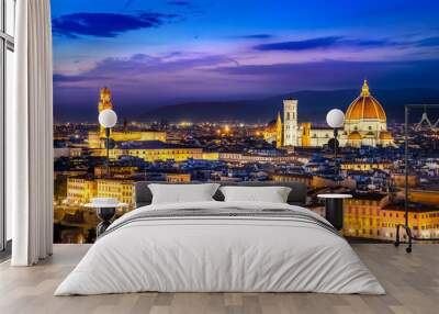 scenic view of florence at night from piazzale michelangelo Wall mural