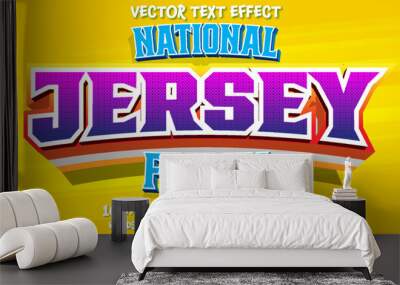 National Jersey Friday text, editable american football holiday letters font template on yellow sport background. Ready to use for brands, teams, social, events, announcements. Fully editable Wall mural