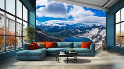 Panoramic views of the Hohe Tauern in Austria. Schobergruppe, Eissee lake, Petzek, Petzeckscharte, Kruckelkopf, Austrian Alps, Europe Wall mural