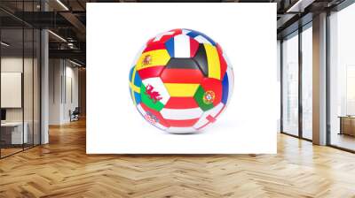 Colorful football decorated with national flags Wall mural