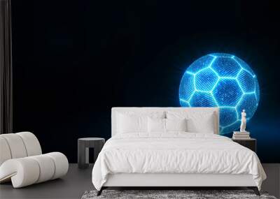 Glowing soccer ball in the dark Wall mural