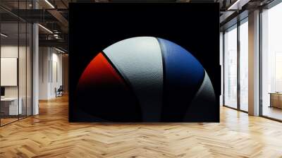 Red and blue colored USA basketball ball with dramatic lighting on black backhround Wall mural