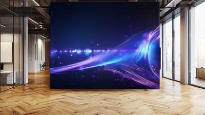 purple and blue orb digital wave technology background wallpaper concept, motion texture cyber network elements Wall mural