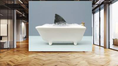 shark fin in bath in a grey setting Wall mural