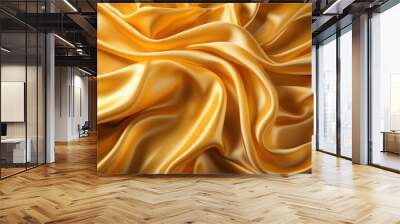 Shimmering Gold Silk Fabric Texture, Luxurious Background with Gilded Elegance Wall mural