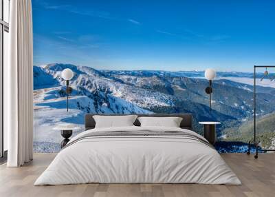 Snowy mountains on a clear day in the background of High Tatras, Slovakia Tatras Wall mural