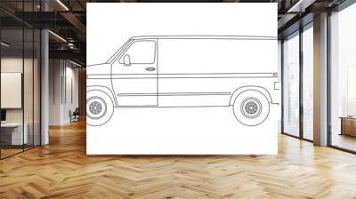 Van silhouette on white background. Vector. Wall mural