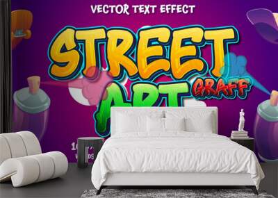 Street Art text effect, 3d editable urban graffiti style font Wall mural