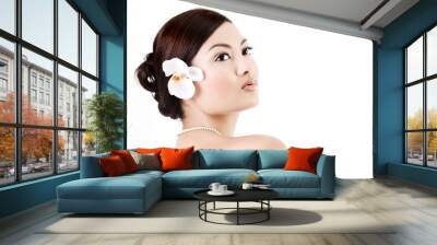 Attractive asian female relaxing Wall mural